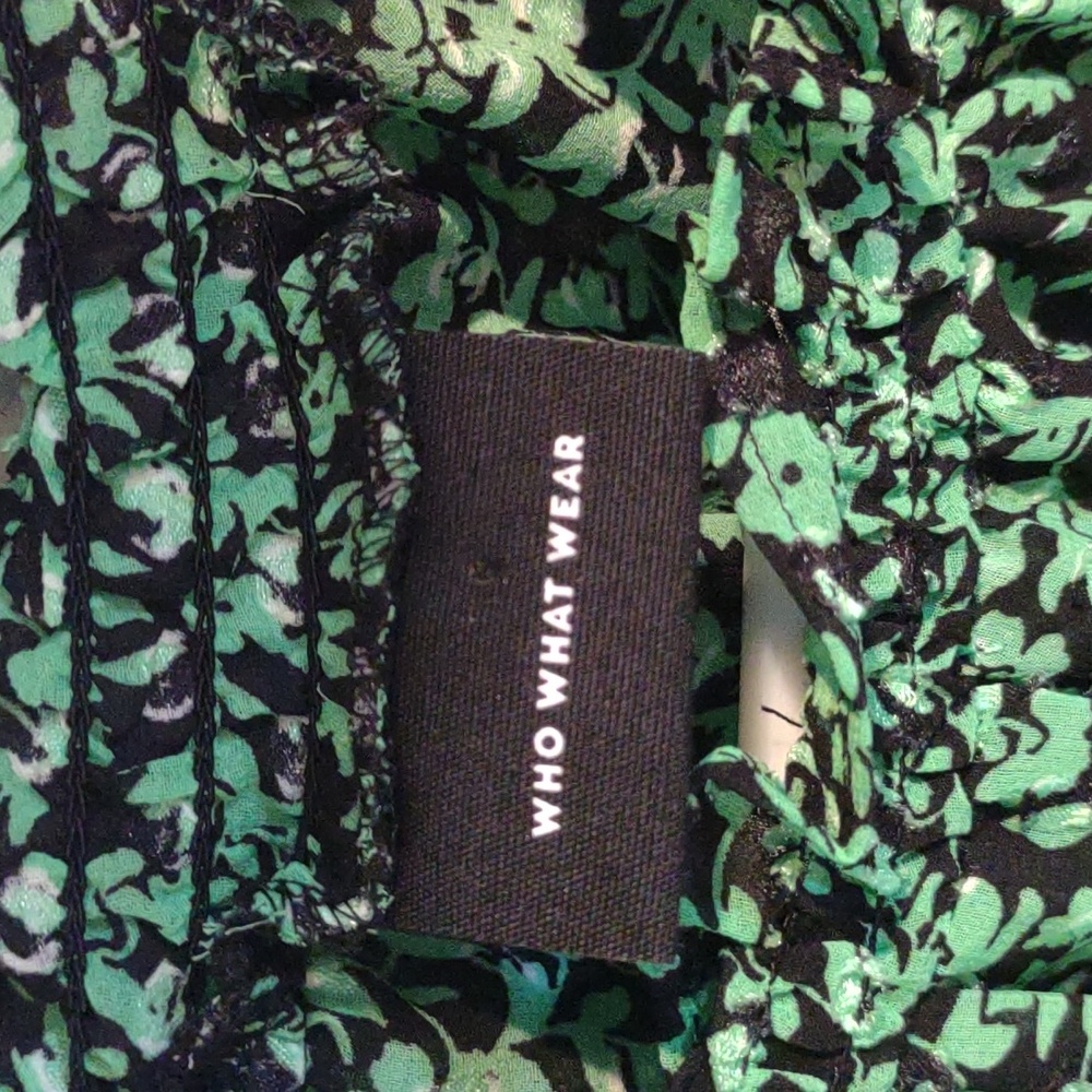 Who What Wear Women's Large Long Bell Sleeve Green Floral Blouse - Picture 2 of 6
